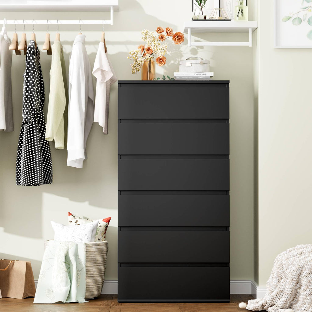 Black 6 Drawer Dresser B32781