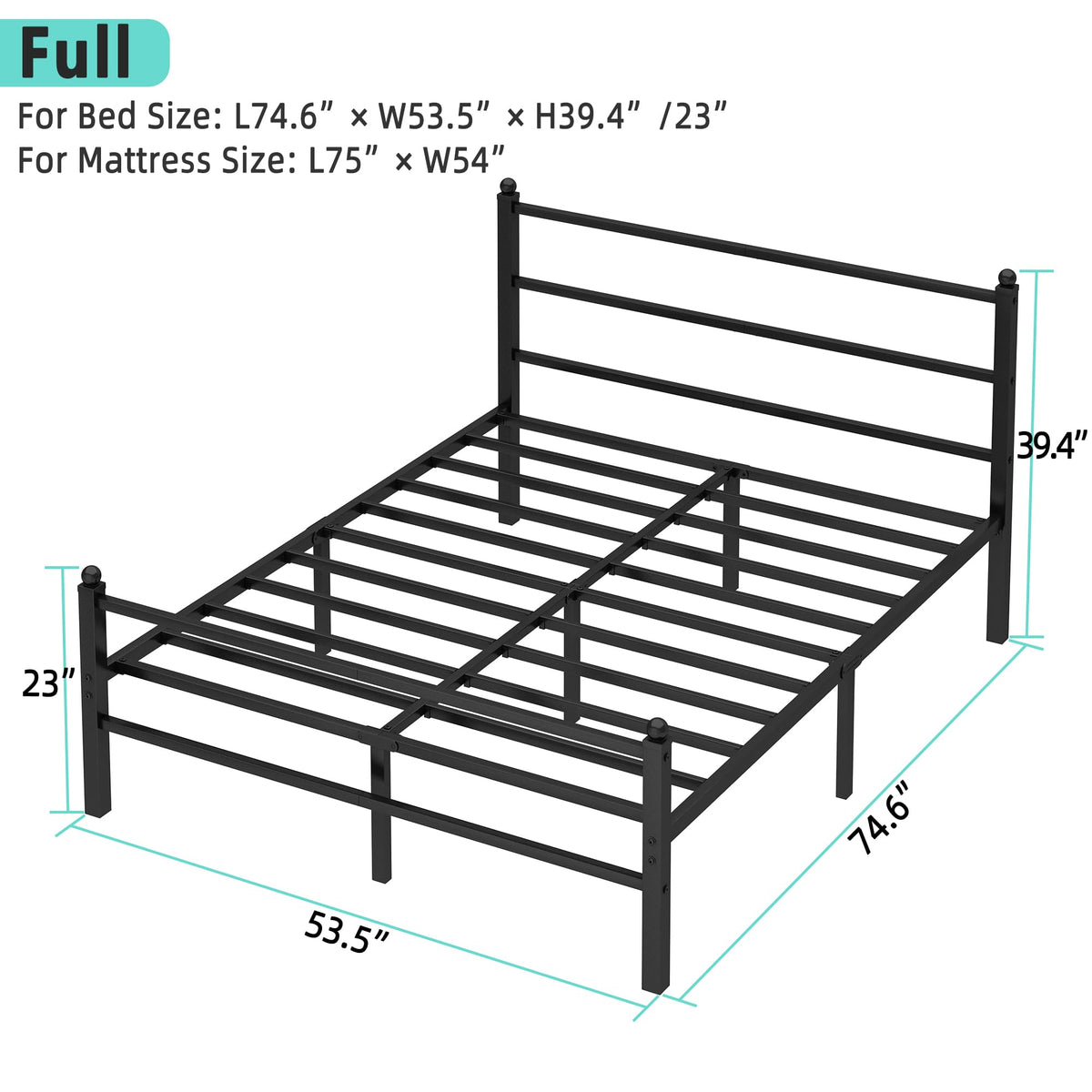 Black Full Size Bed Frame P678804