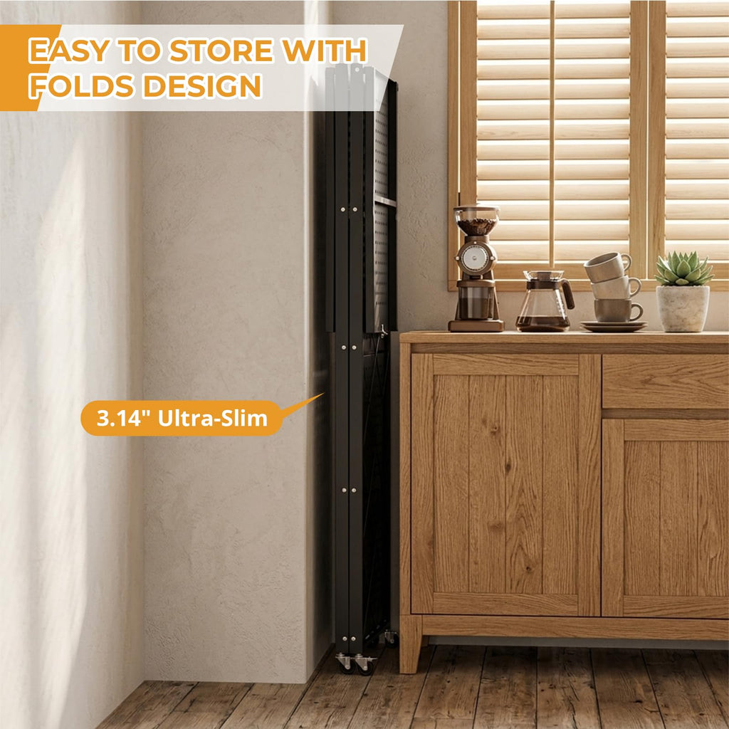 5 Tier Foldable Metal Storage Shelf with Wheels C81079