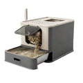 XL Enclosed Stainless Steel Cat Litter Box with Pull-Out Drawer N426