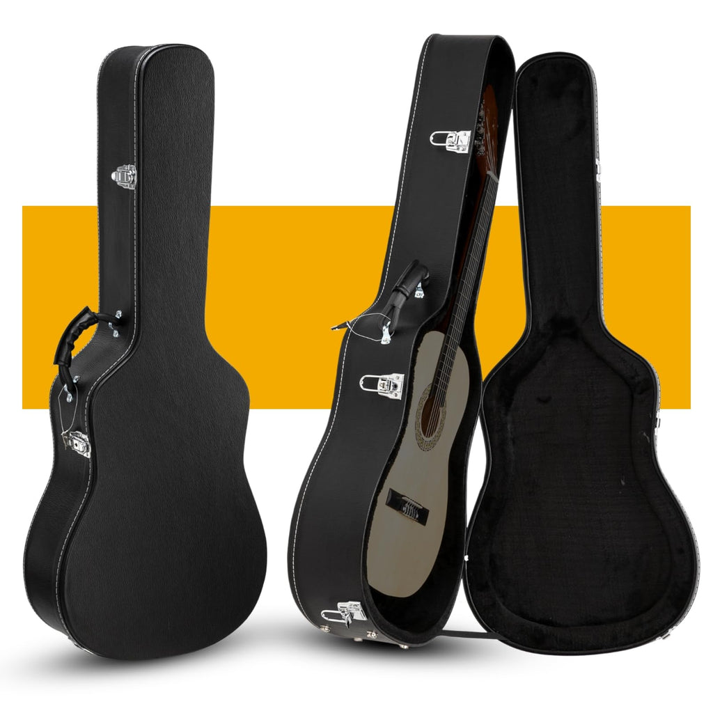 41 Inch Acoustic Guitar Hard Case with Lock Latch, Black F7378