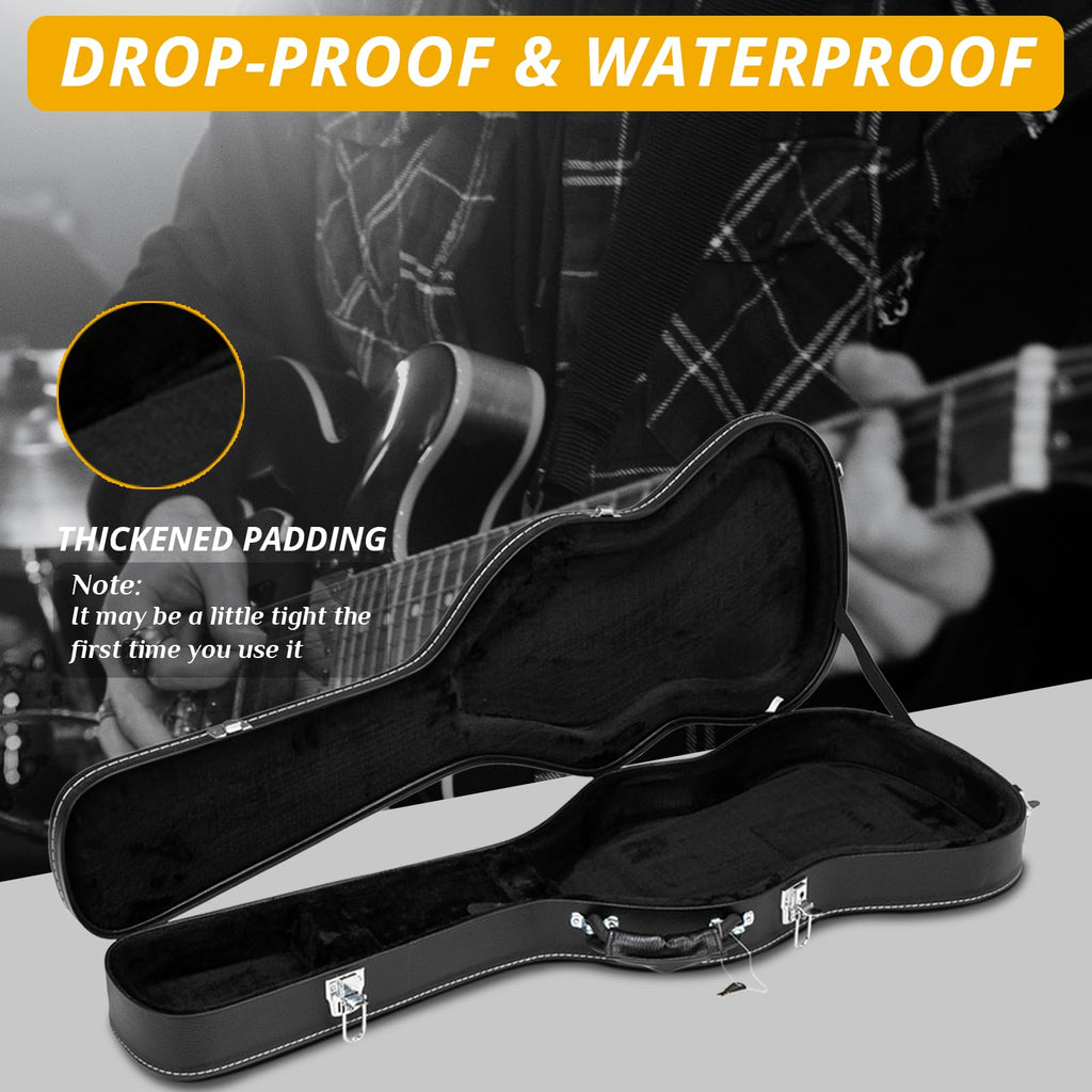 41 Inch Acoustic Guitar Hard Case with Lock Latch, Black F7378