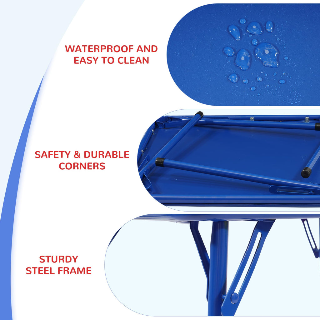 Kids Folding Square Table with Vinyl Padded Top, Blue J717478