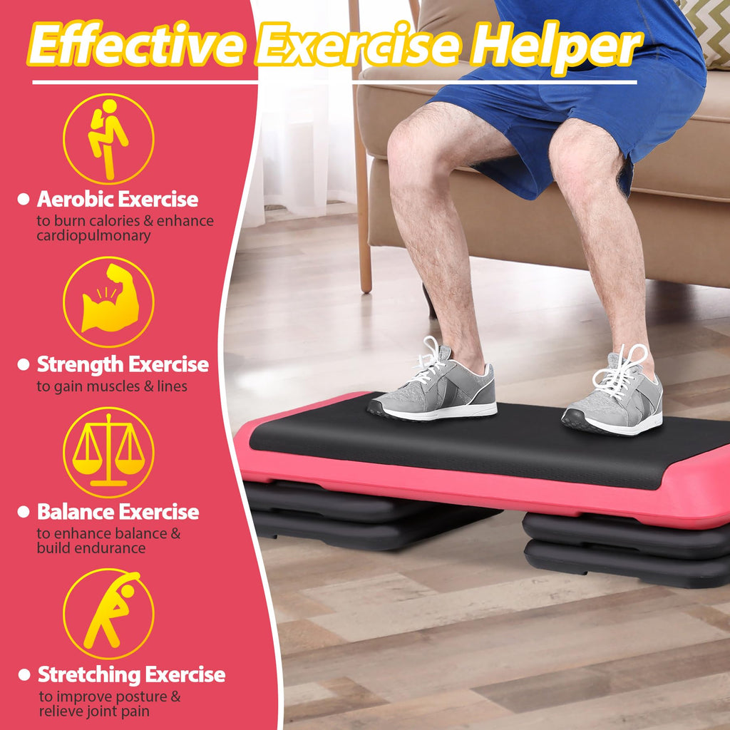 43" Adjustable Exercise Aerobic Step Platform with 4 Removable Risers O35505