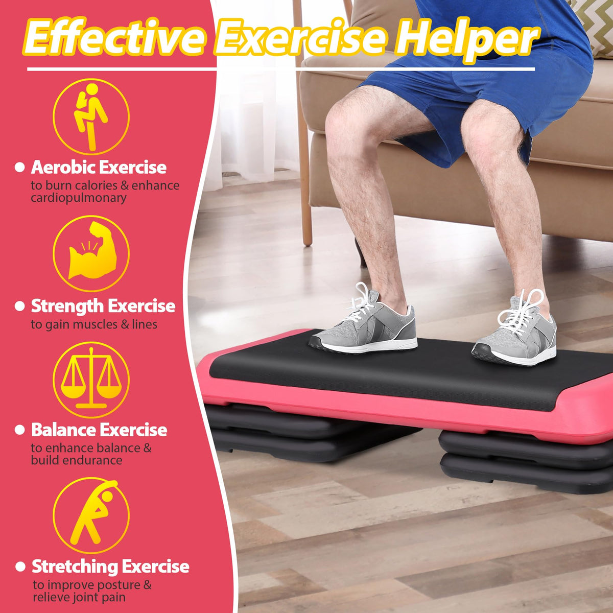 43" Adjustable Exercise Aerobic Step Platform with 4 Removable Risers O35505