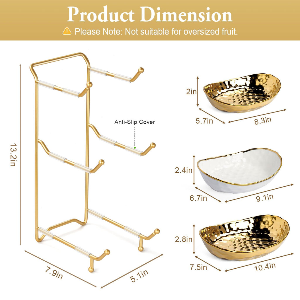 3 Tier Ceramic Fruit Bowl with Metal Stand A248801