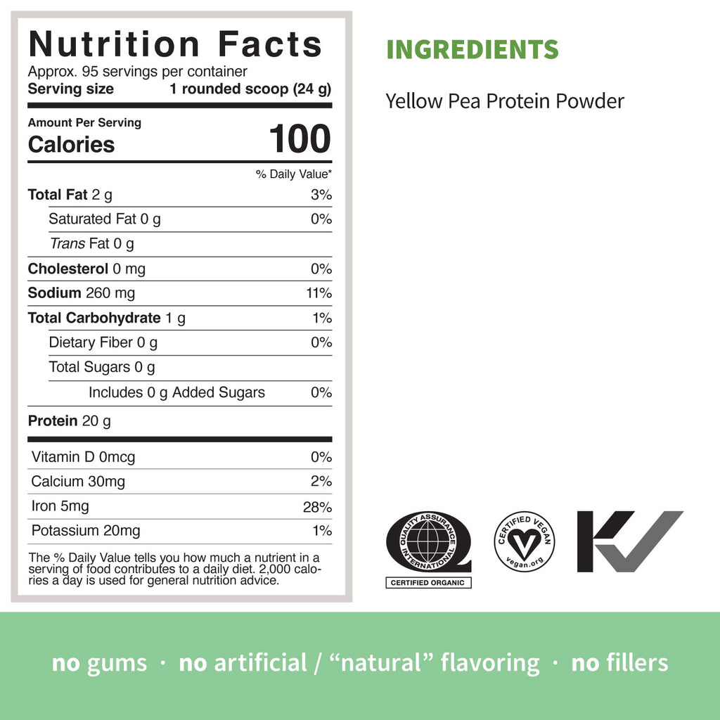Organic Pea Protein Powder, Unflavored, 5 Pound Z9520