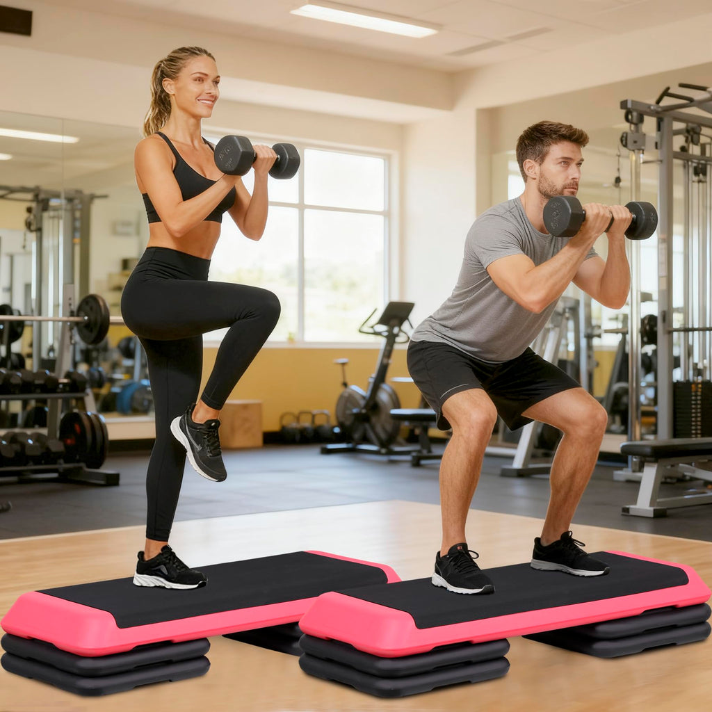 43" Adjustable Exercise Aerobic Step Platform with 4 Removable Risers O35505