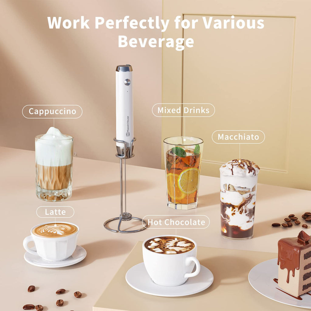 Rechargeable Milk Frother with 2 Detachable Whisks C744