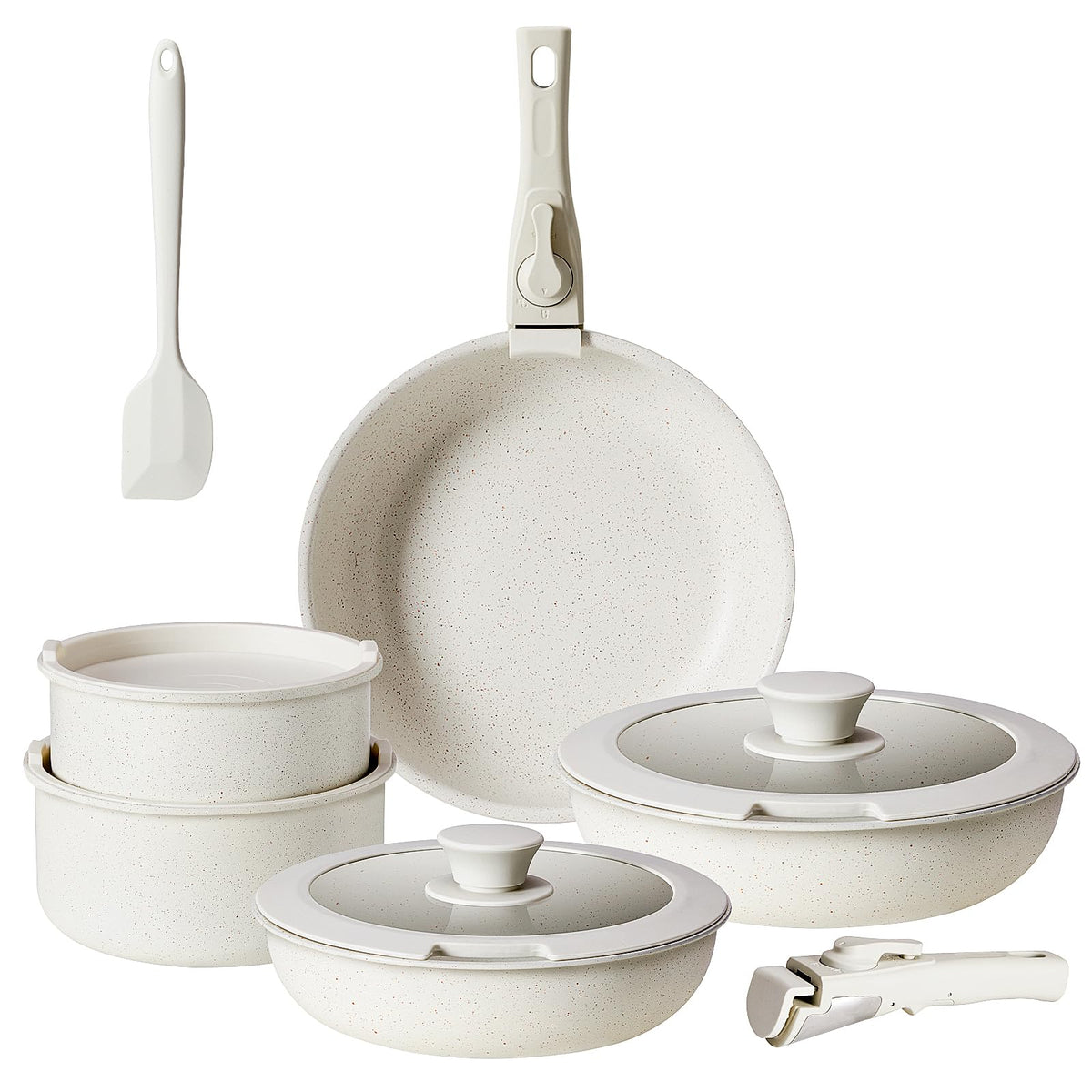 12 Pc Nonstick Milky White Cookware Set X5498
