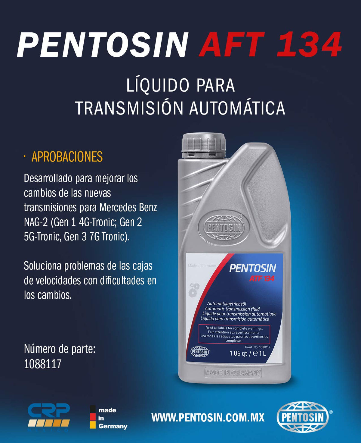 ATF 134 Automatic Transmission Fluid Red 1 Liter M778088