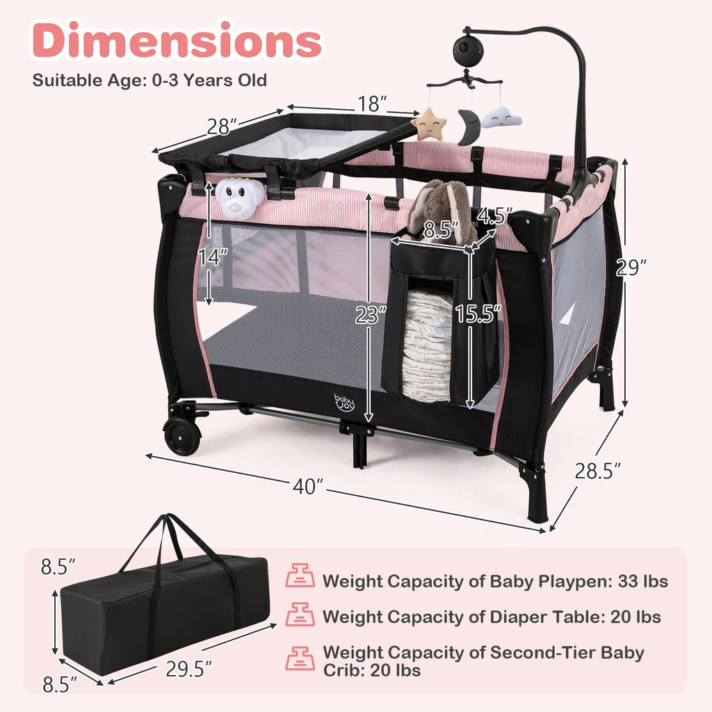 3 in 1 Pack and Play Portable Baby Playard with Bassinet C257