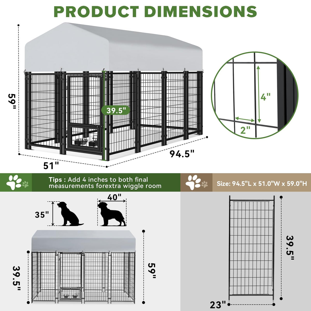 8x4x5FT Outdoor Dog Kennel G8649