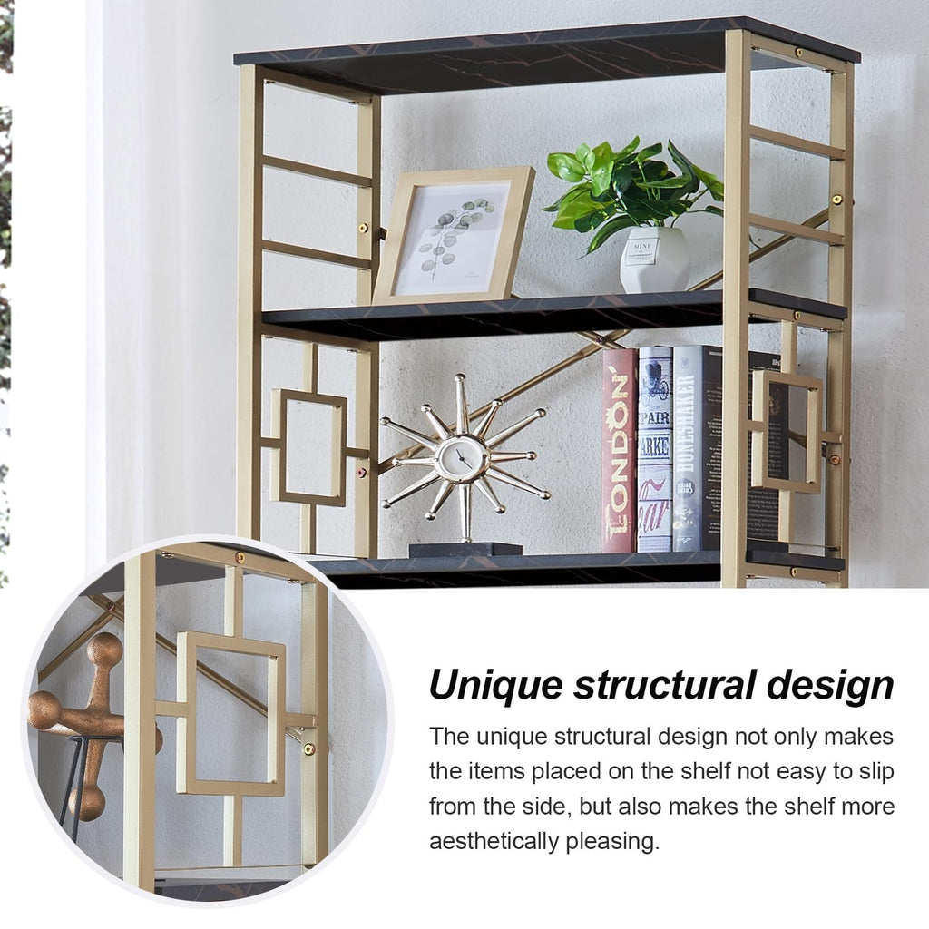 7-Tier Black Gold Metal Bookcase Y6816
