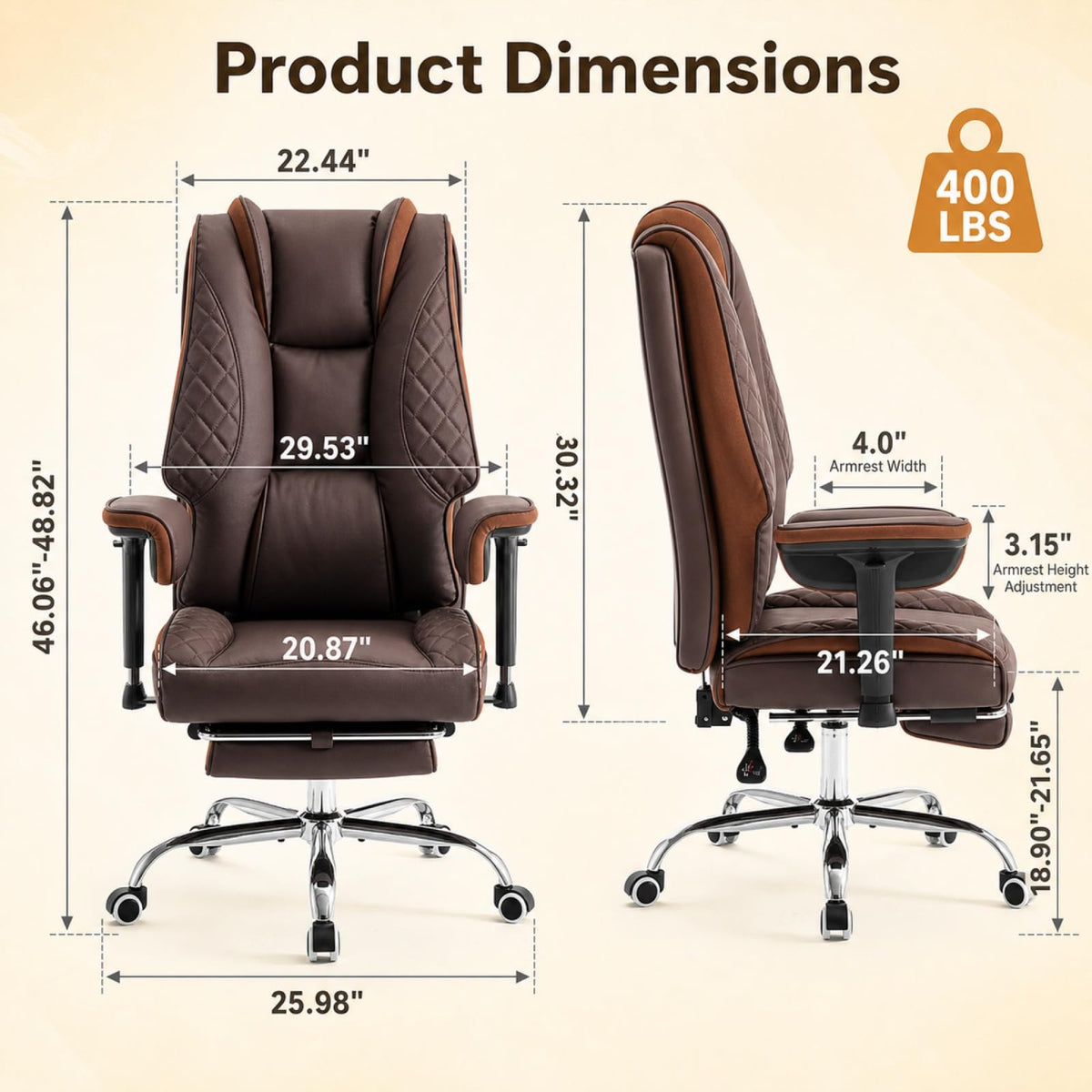 Big and Tall High Back Executive Office Chair with Foot Rest I794867