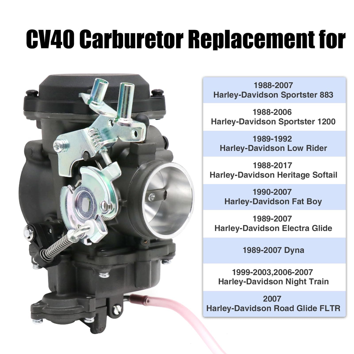 CV40 Carburetor Replacement with Starter Valve Set Main Jets Slow Jets Air Fuel Mixture Screw Kit J4575