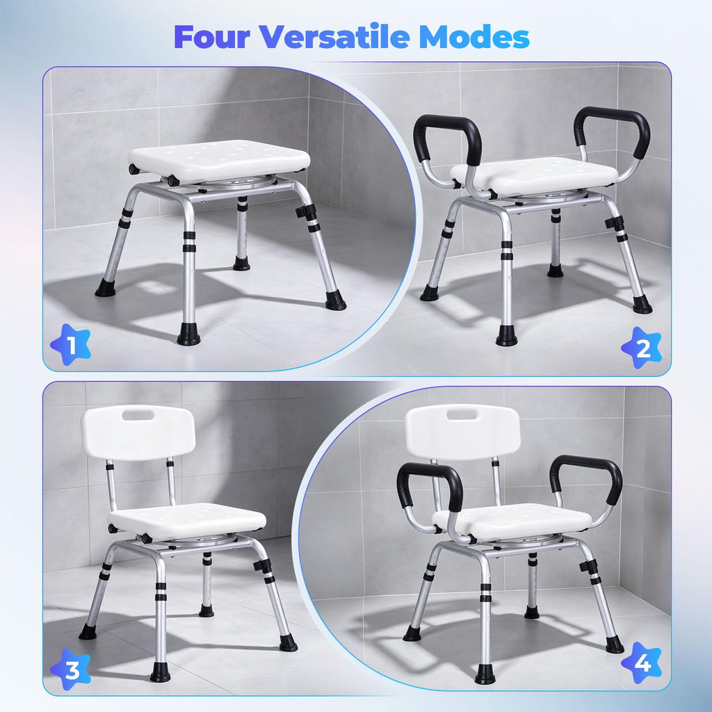 Swivel Shower Chair with Arms and Back Y75524