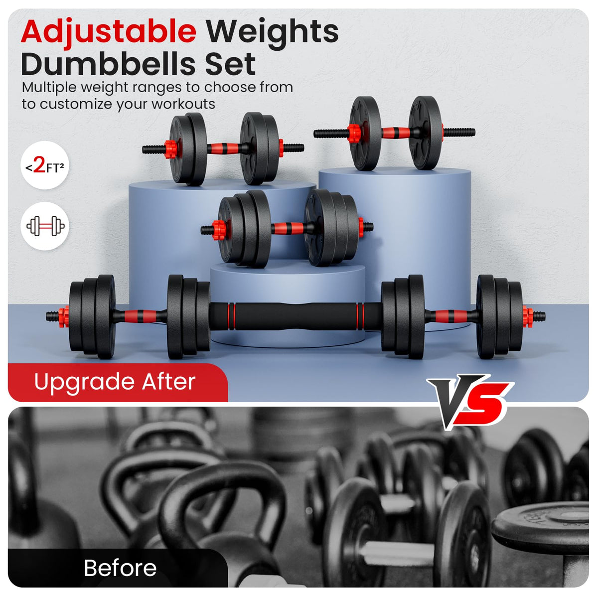 Adjustable 5-in-1 Dumbbell Set with Connector D218