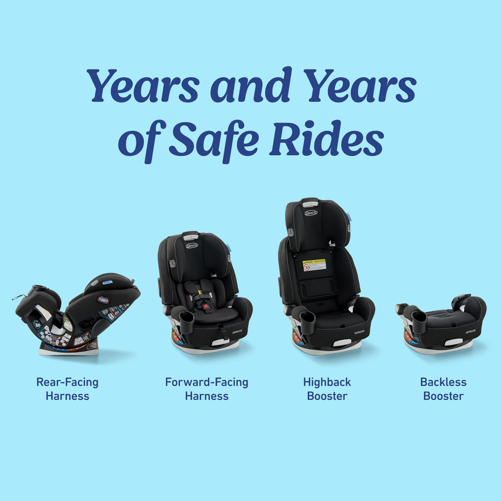 4-in-1 Convertible Car Seat, Rear Facing, Forward Facing, High Back Booster, Backless Booster Seat F3008