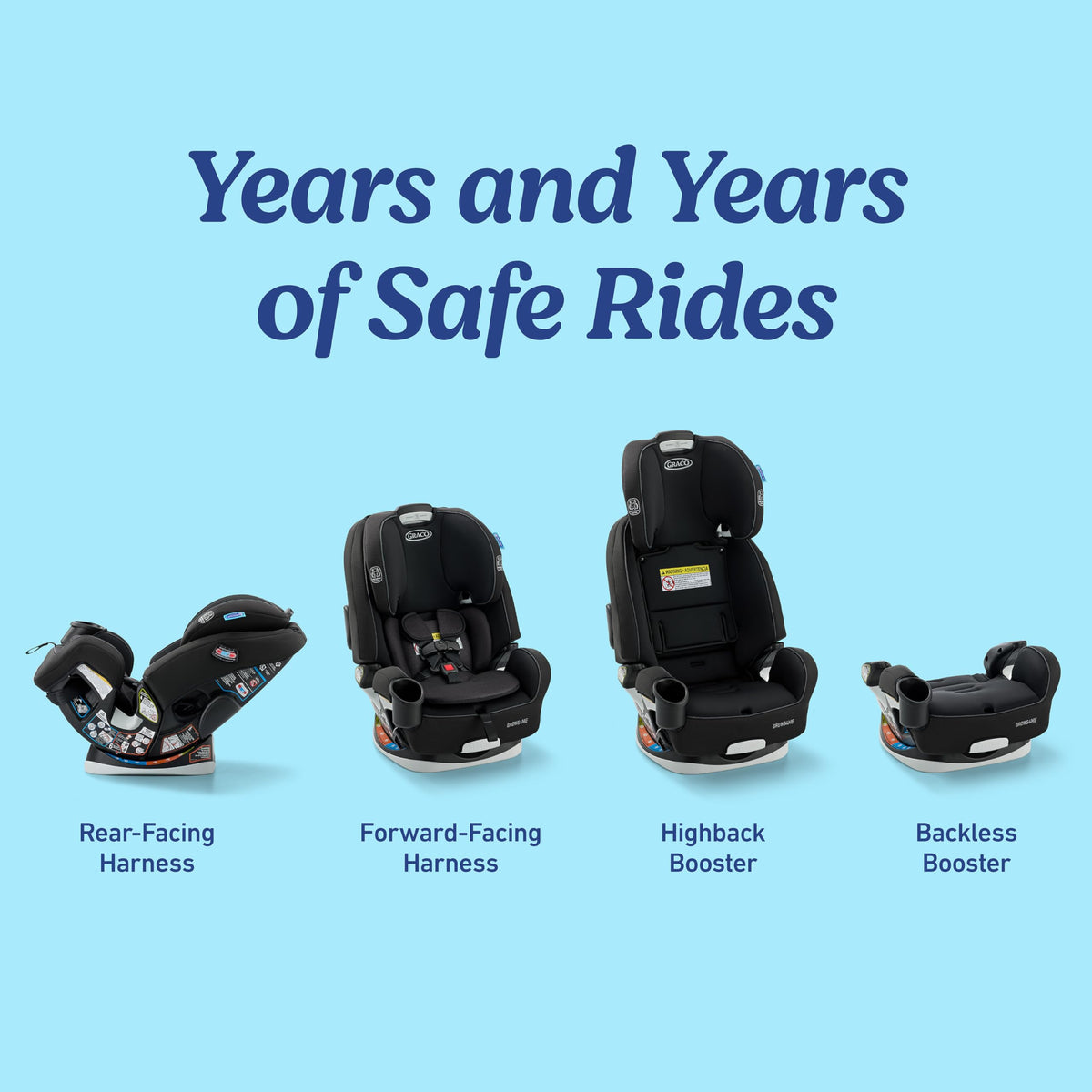 4-in-1 Convertible Car Seat, Rear Facing, Forward Facing, High Back Booster, Backless Booster Seat F3008