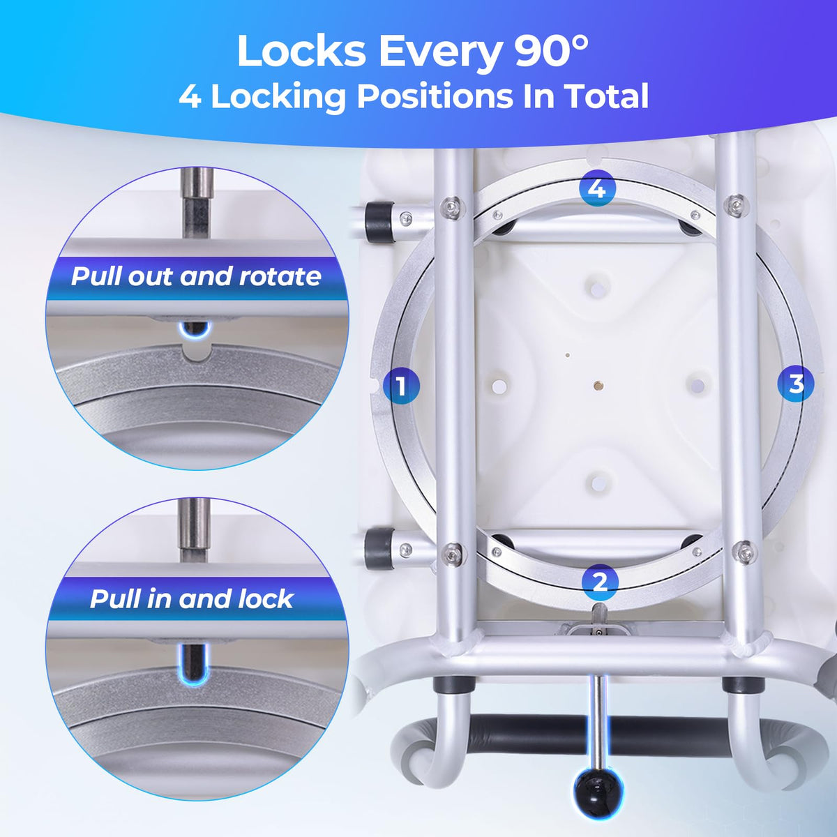 Swivel Shower Chair with Arms and Back Y75524