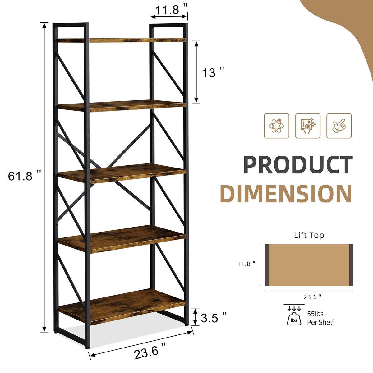 5 Tier Metal Bookshelf P542135