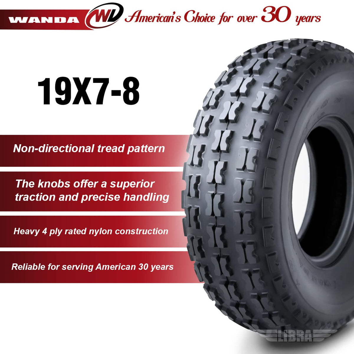 Set of 4 Sport ATV Tires 19x7-8 Q8053
