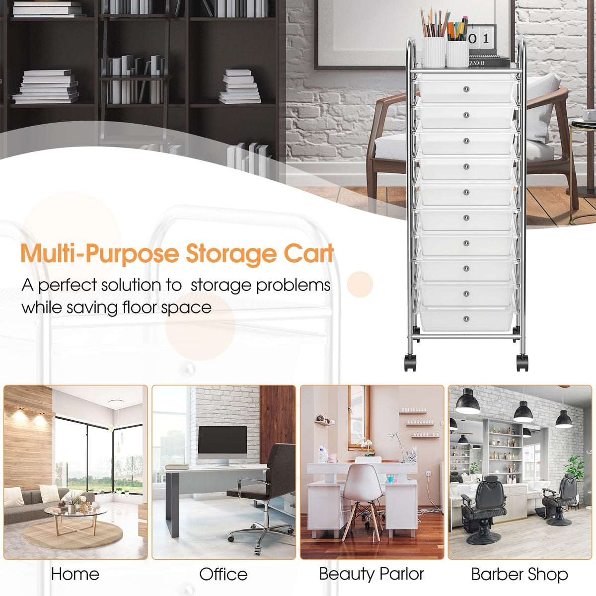 10 Drawers Rolling Storage Cart N399