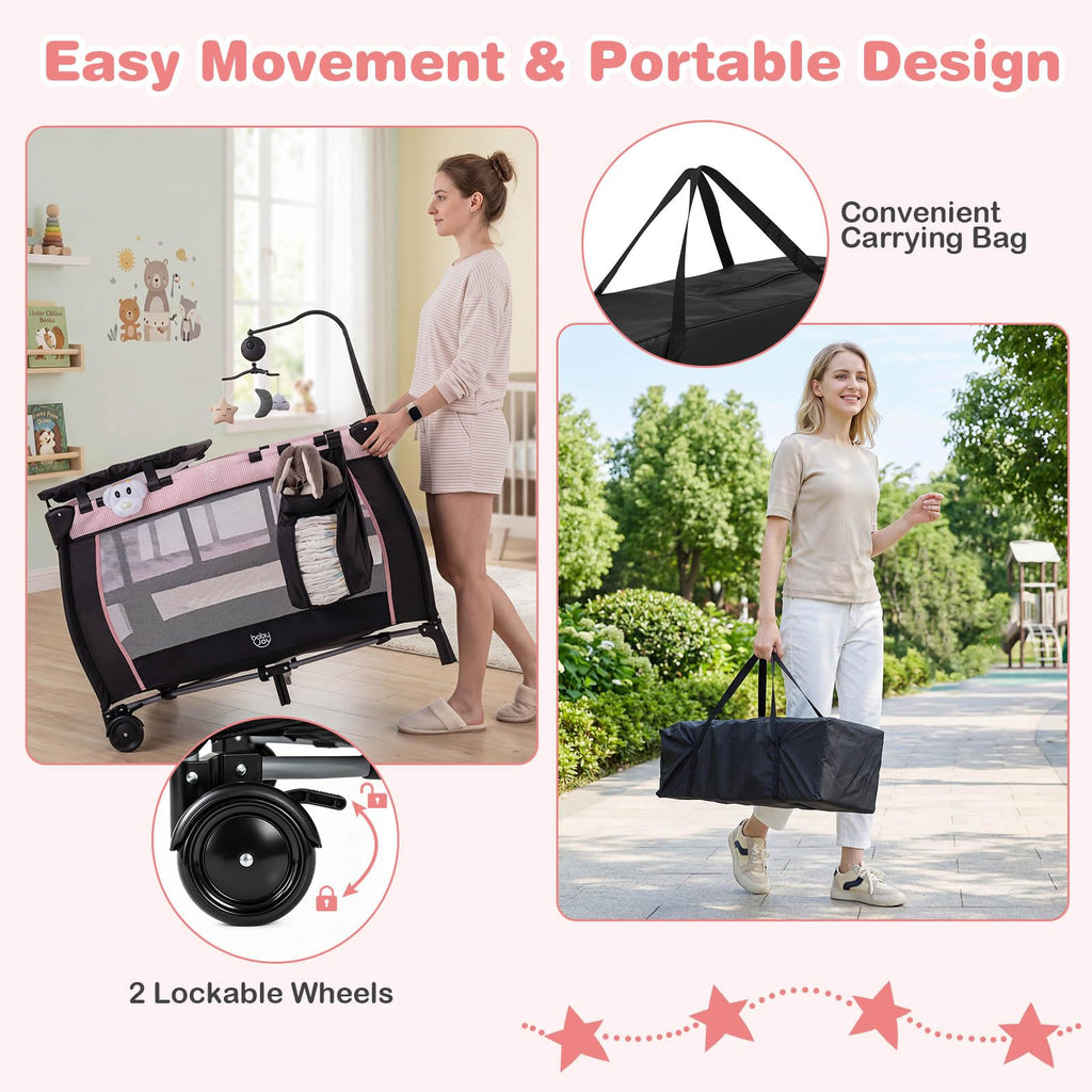 3 in 1 Pack and Play Portable Baby Playard with Bassinet C257