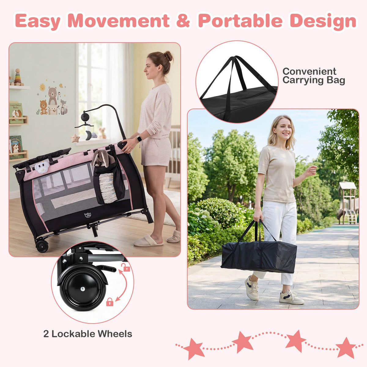 3 in 1 Pack and Play Portable Baby Playard with Bassinet C257