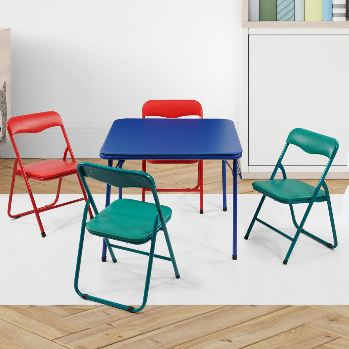 Kids Folding Square Table with Vinyl Padded Top, Blue J717478