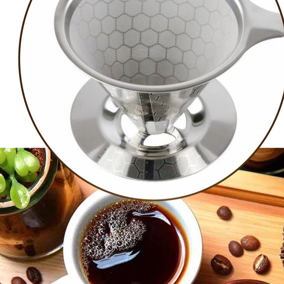 Reusable Stainless Steel Cone Coffee Filter R991404