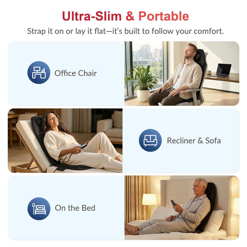 Graphene Heated Full Back Massage Seat Cushion P7216