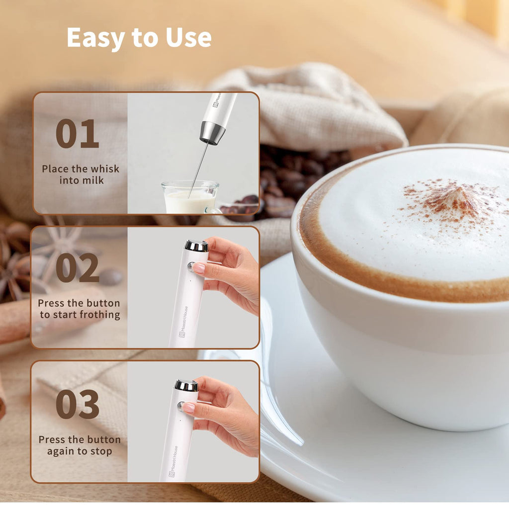 Rechargeable Milk Frother with 2 Detachable Whisks C744