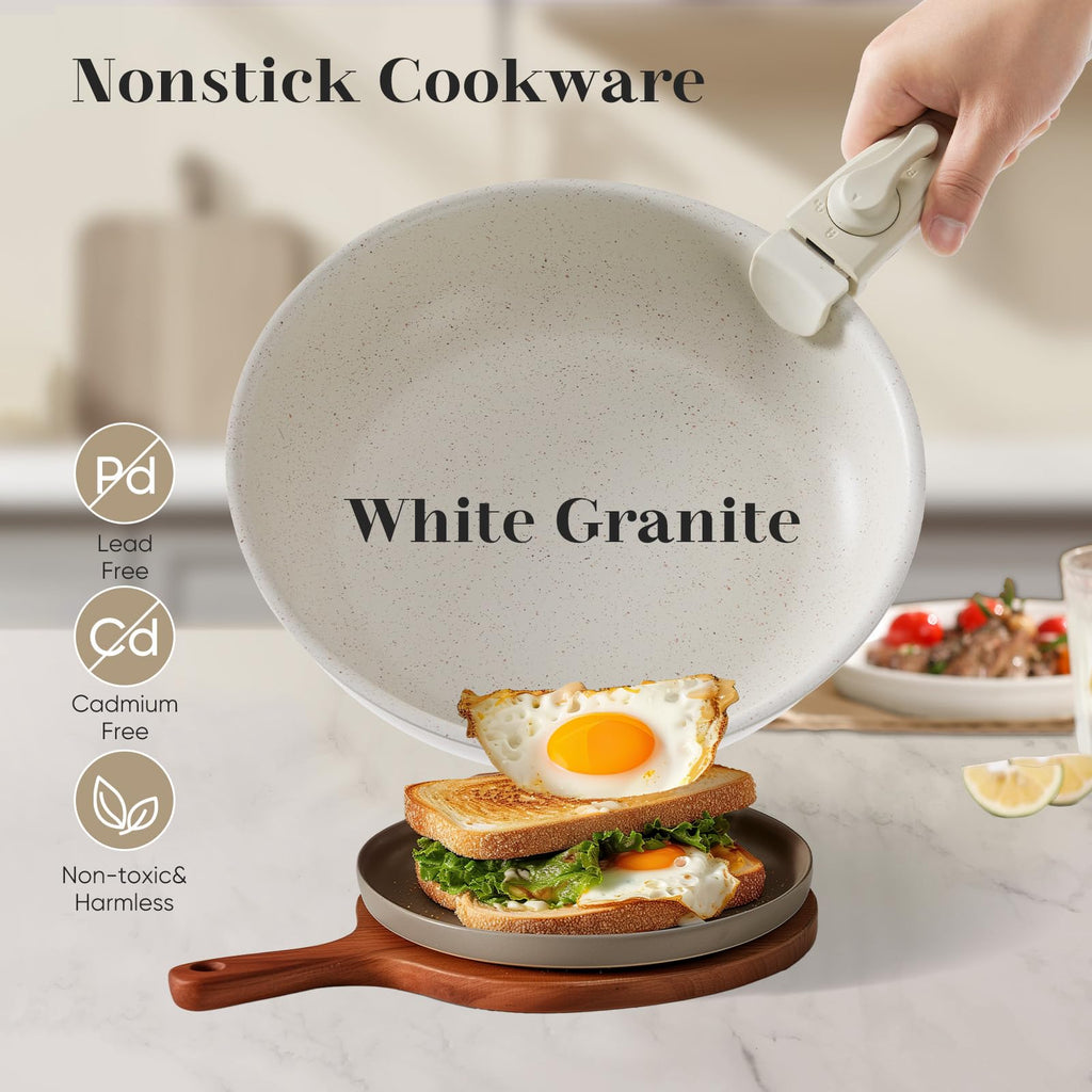 12 Pc Nonstick Milky White Cookware Set X5498