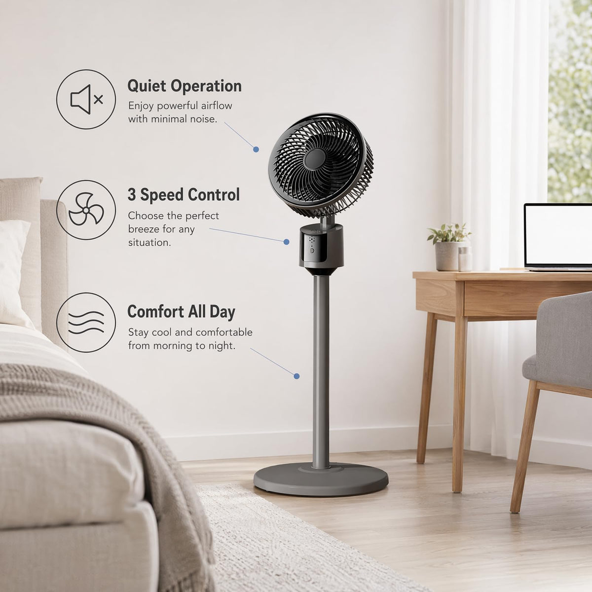 USB Powered Standing Floor Fan F865