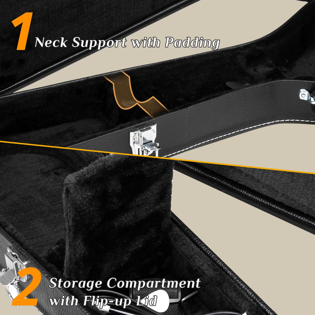 41 Inch Acoustic Guitar Hard Case with Lock Latch, Black F7378