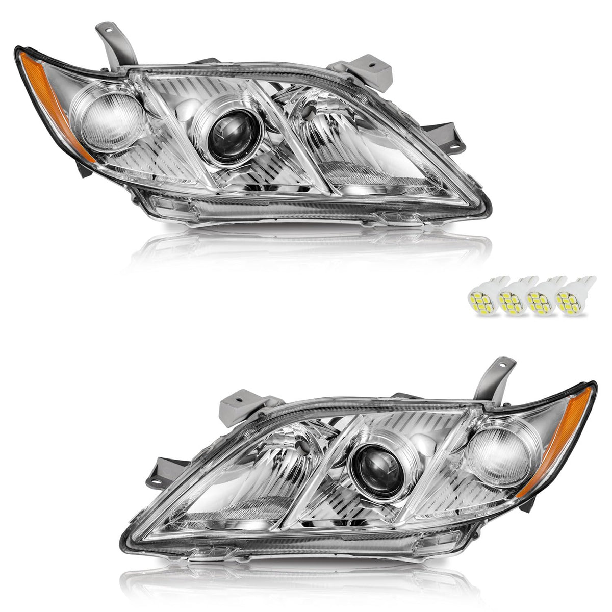 Anti-Fogging Headlights Assembly for Toyota Camry Pair with LED Parking Light Bulbs Q5662