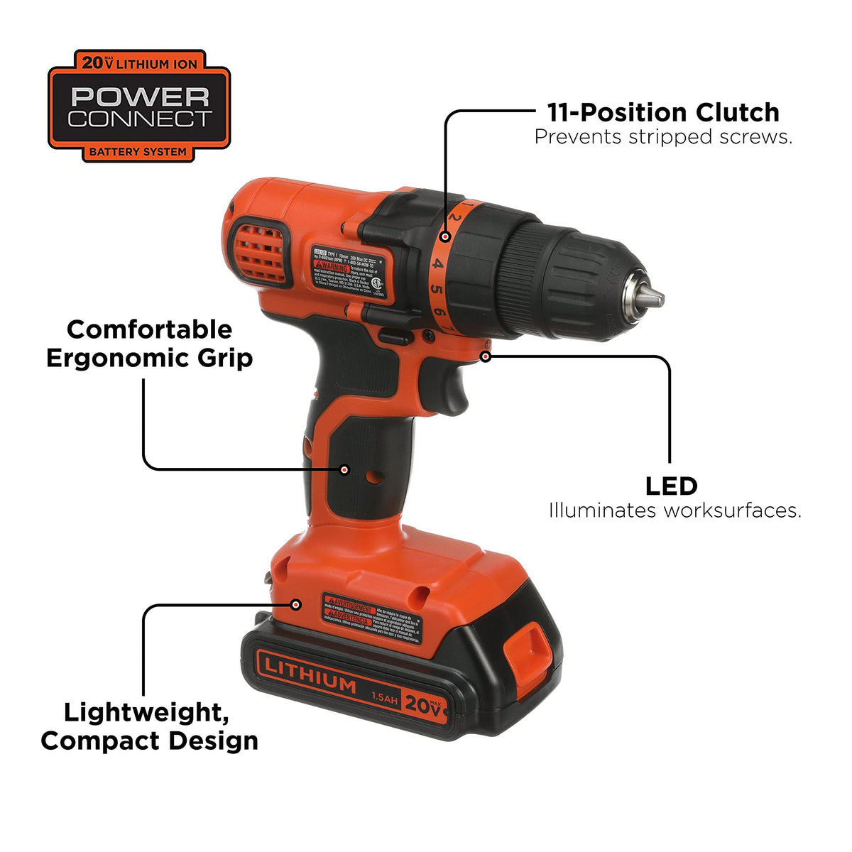 20V MAX 68-Piece Cordless Drill and Home Tool Kit with Storage Bag S243662