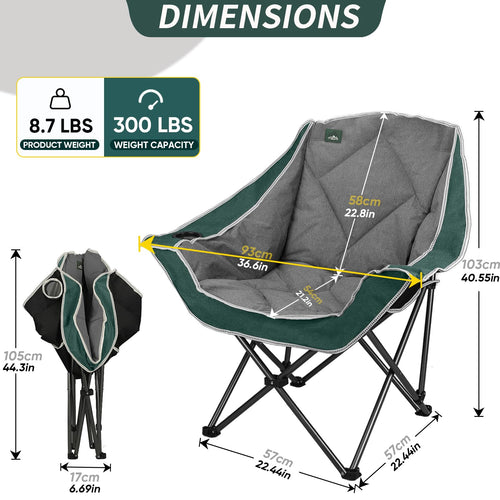 2 Pack Oversized Padded Folding Camping Chair with Cup Holder V422169