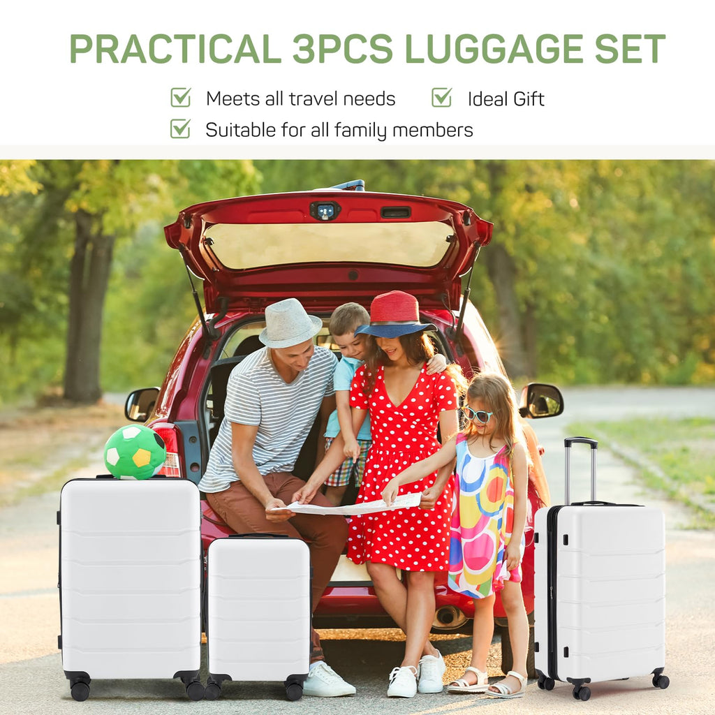 20 Inch White Expandable Hard Shell Carry-On Luggage R651818