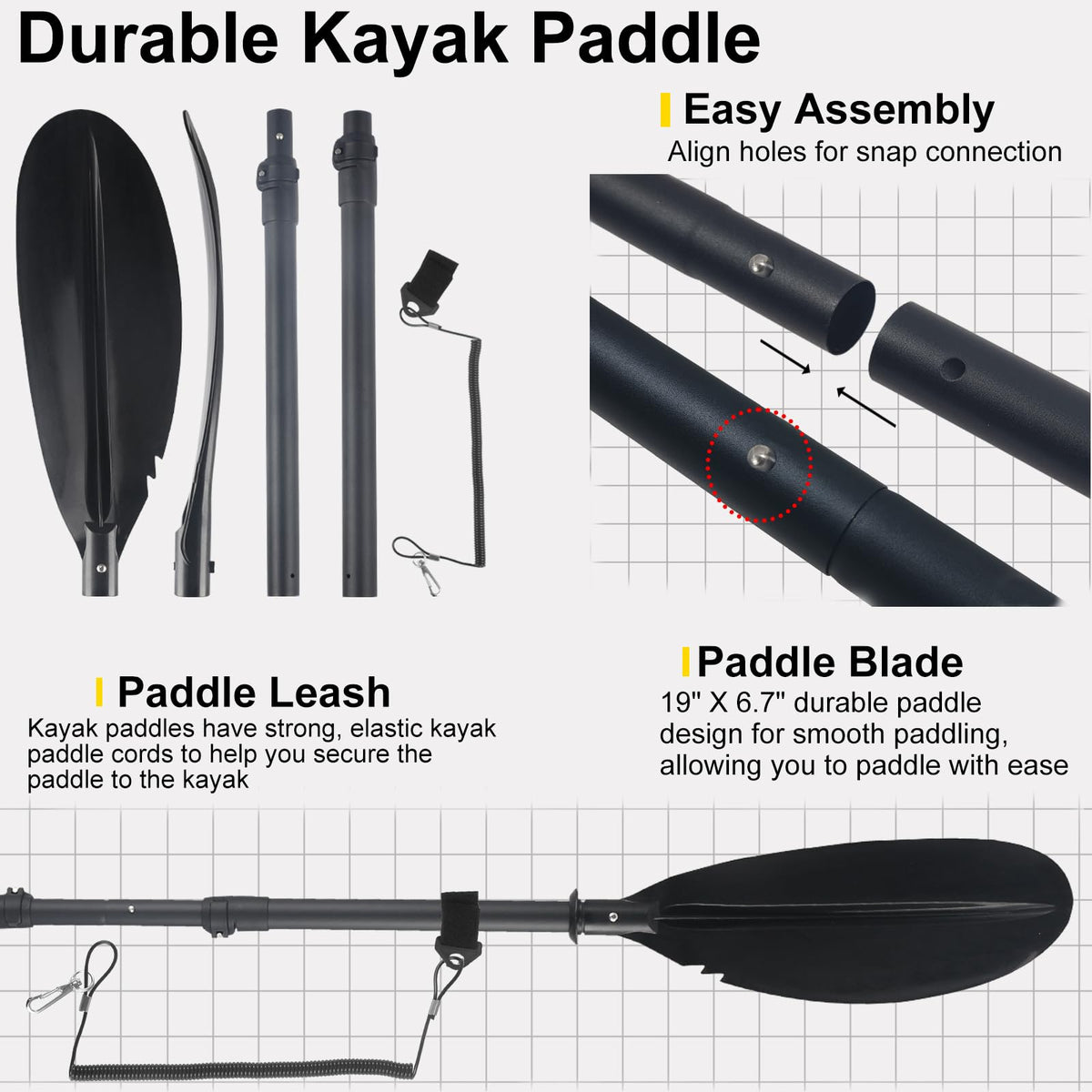 Telescoping Kayak Paddle Black 94inch S833657