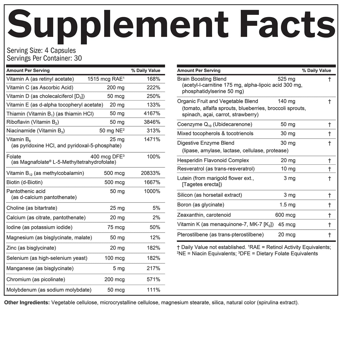 120 Capsules Multivitamin & Mineral Supplement U5425