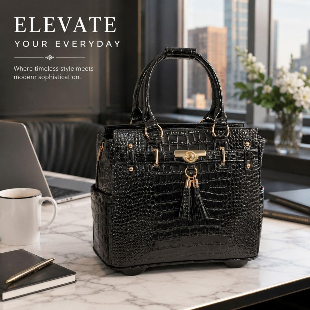 Rolling Laptop Bag for Women J4719