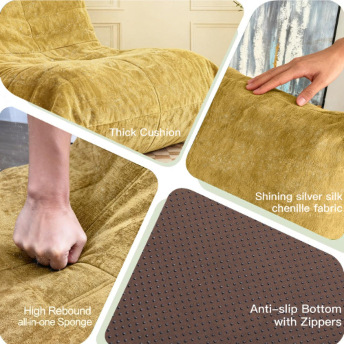 Memory Foam Flannelette Bean Bag Chair L56399