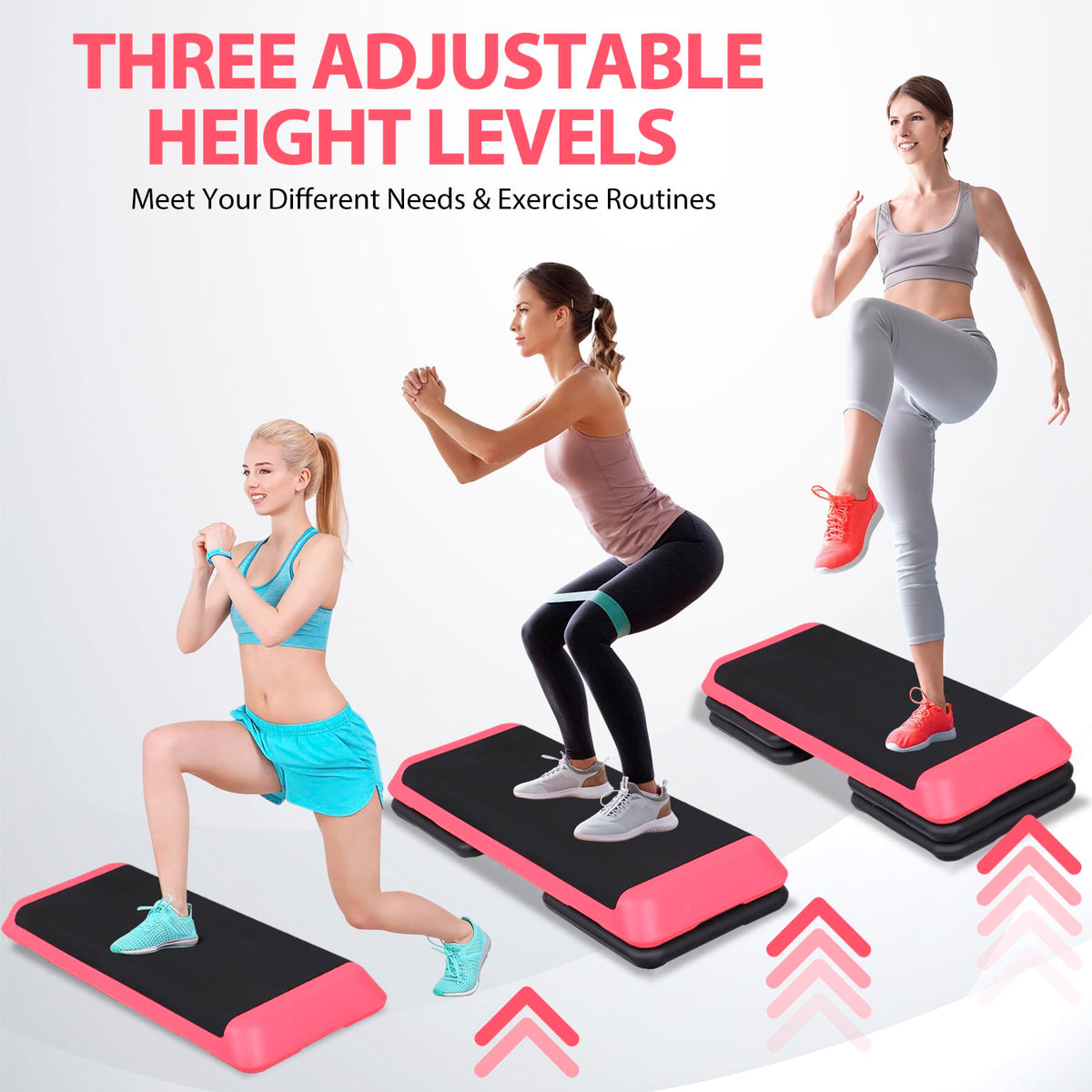 43" Adjustable Exercise Aerobic Step Platform with 4 Removable Risers O35505