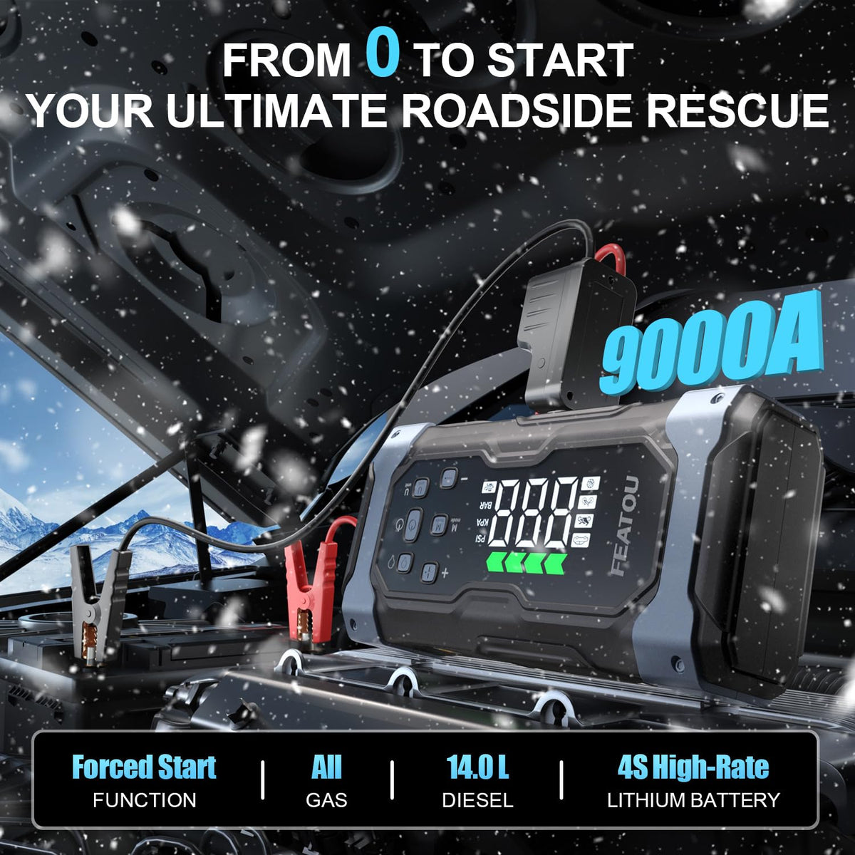 9000A Jump Starter with Air Compressor D8148