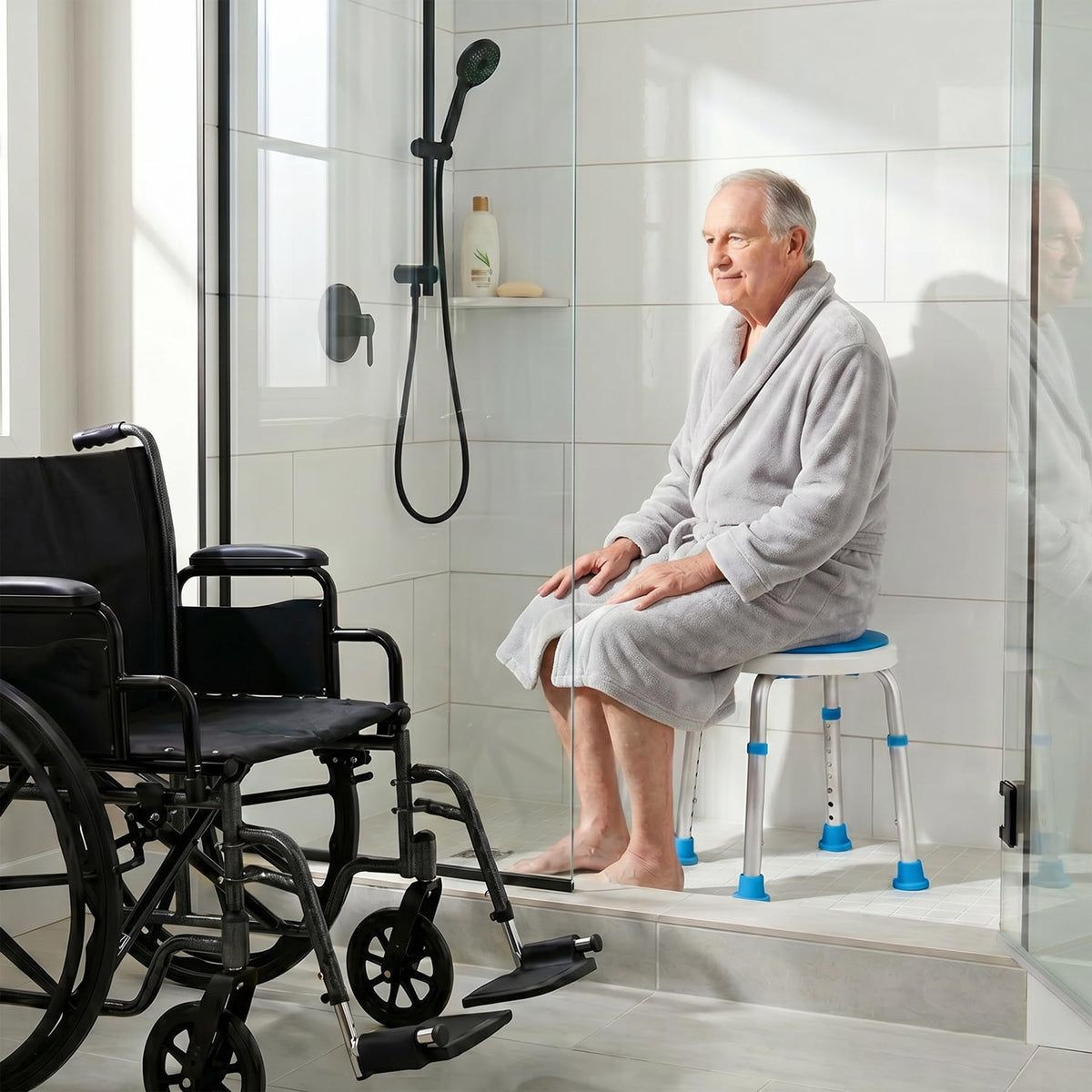 Adjustable Swivel Shower Stool Bench with Anti-Slip Rubber Tips N23092