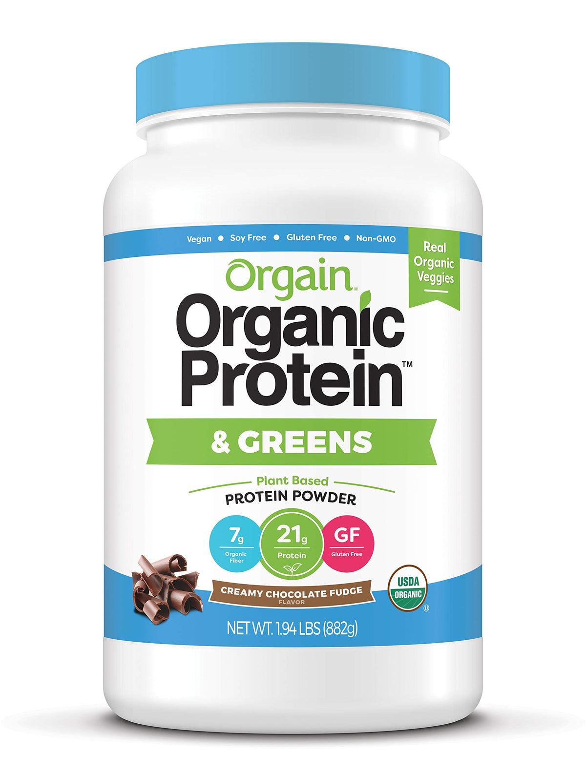 Organic Vegan Protein Powder + Greens, Creamy Chocolate Fudge, Vanilla Bean A5058