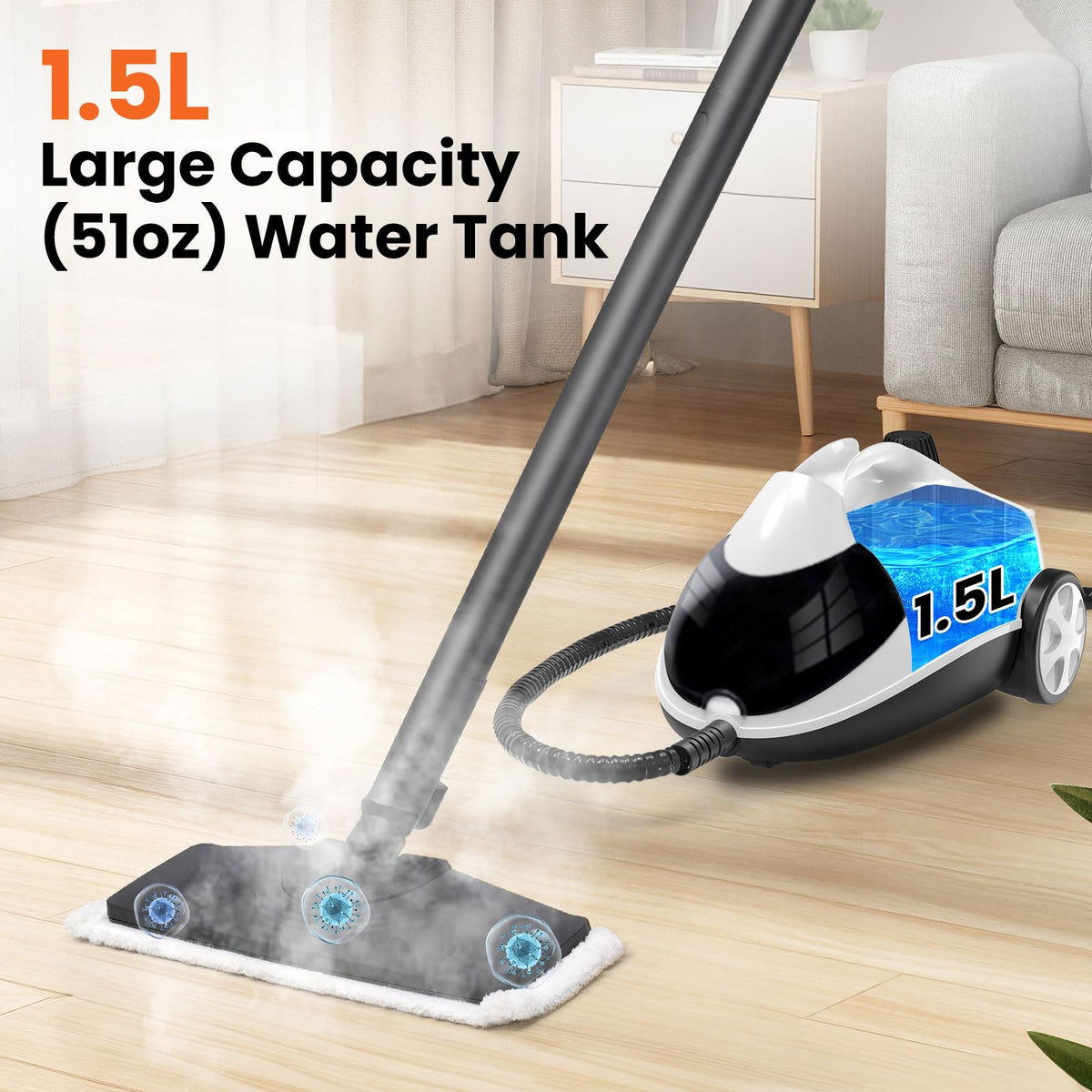 1.5L 6-in-1 Steam Cleaner with 8 Accessories O528760